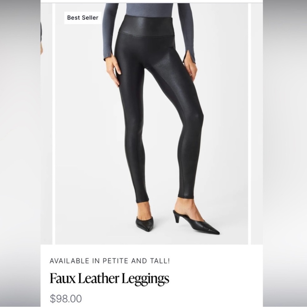 SPANX Faux Leather Leggings in BLACK size medium